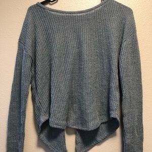 Grey/blue Open Cross Back Sweater